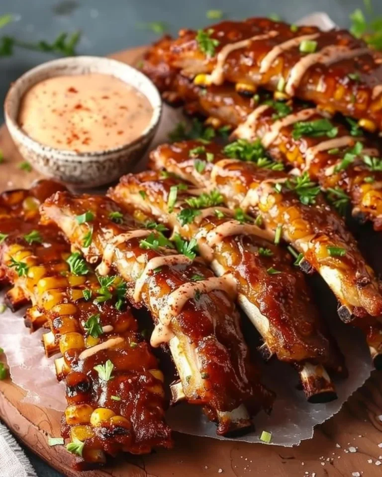 Crispy air fryer corn ribs topped with spices and herbs