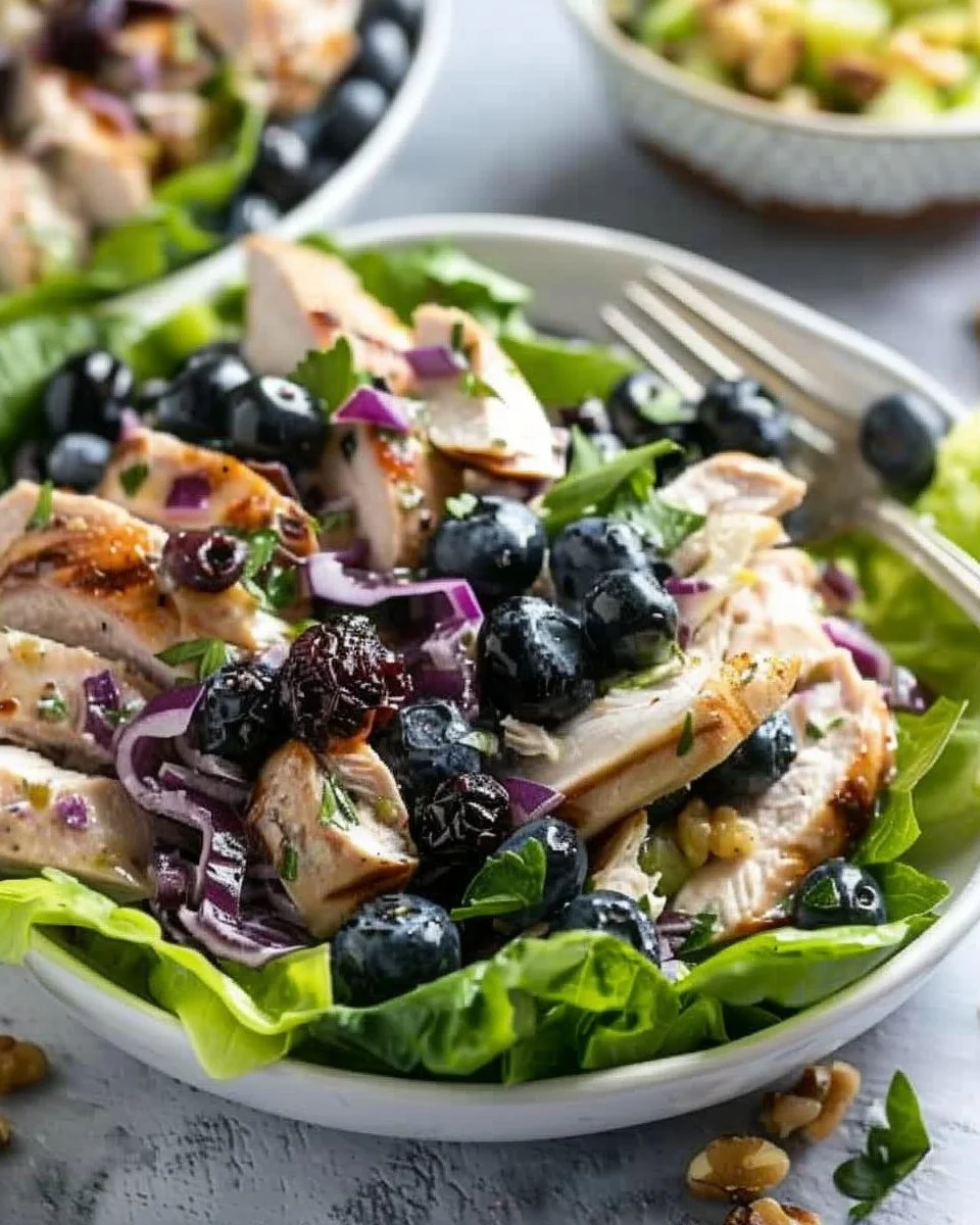 Delicious Blueberry Chicken Salad with fresh ingredients and vibrant colors