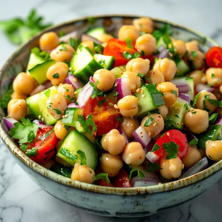 Colorful and fresh chickpea salad with vegetables and dressing