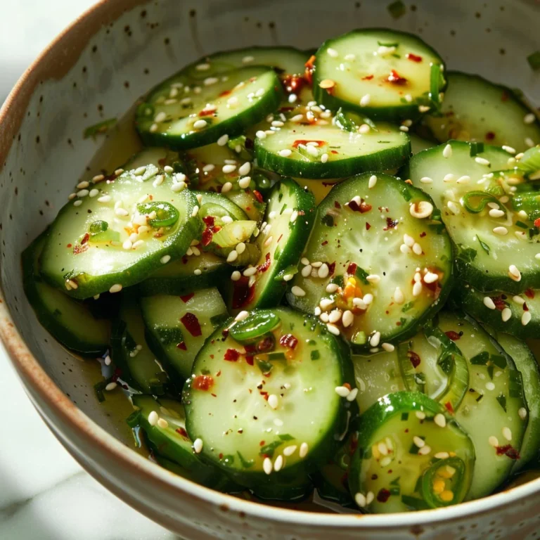 Fresh and vibrant Asian cucumber salad served in a bowl with vegetables.