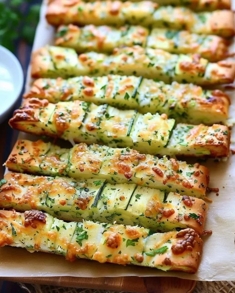 Delicious homemade easy zucchini breadsticks served on a plate.