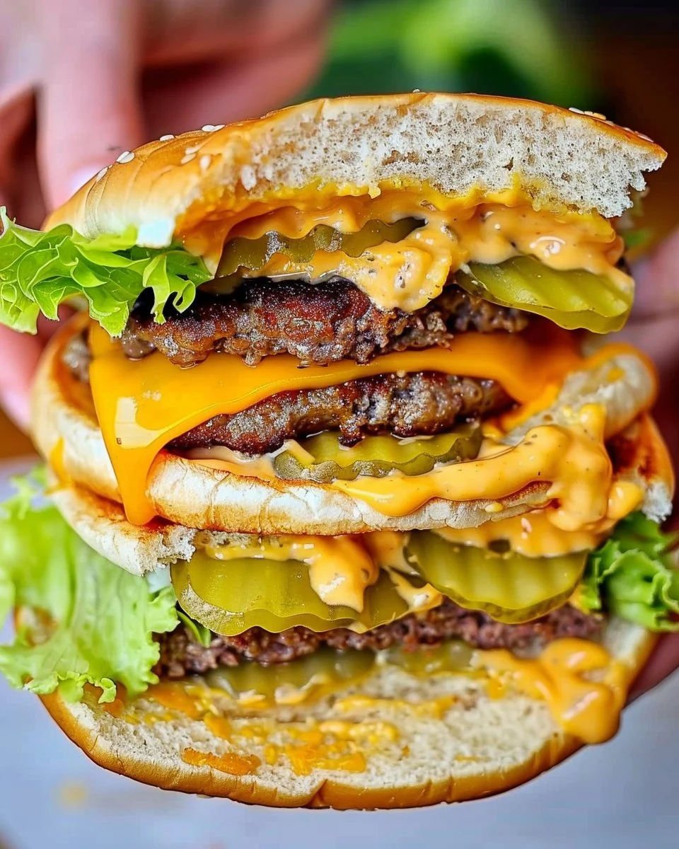 Keto Big Mac Smash Burgers served with lettuce and cheese