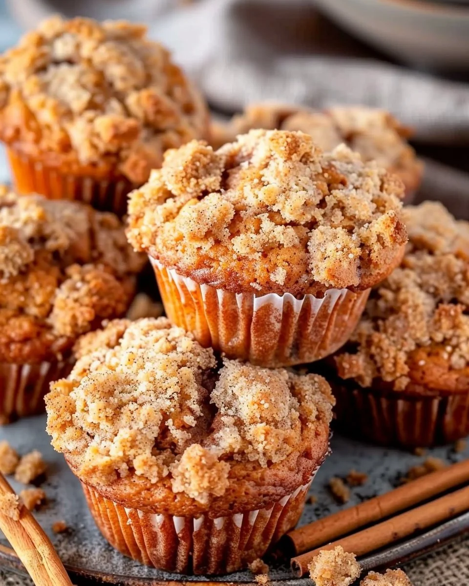 Homemade Cinnamon Streusel Muffins fresh out of the oven.