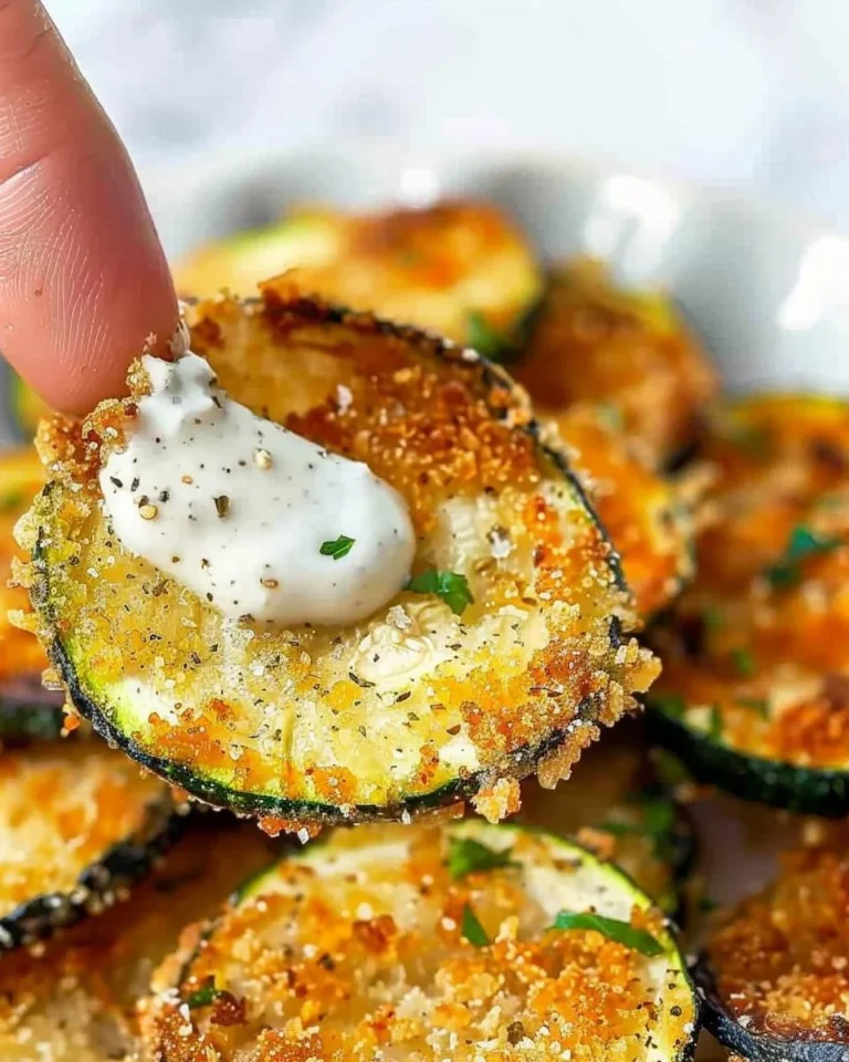 Crispy air fryer zucchini chips served in a bowl with seasoning.