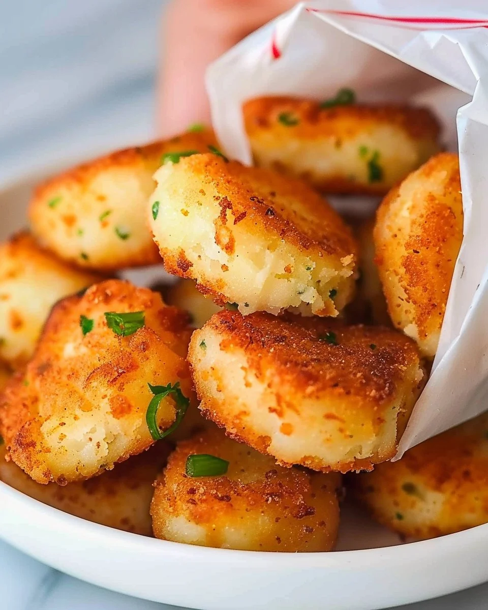 Delicious crispy mashed potato nuggets on a plate