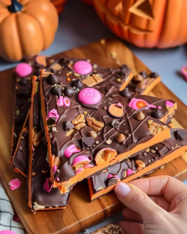 Homemade holiday chocolate bark decorated with festive toppings.