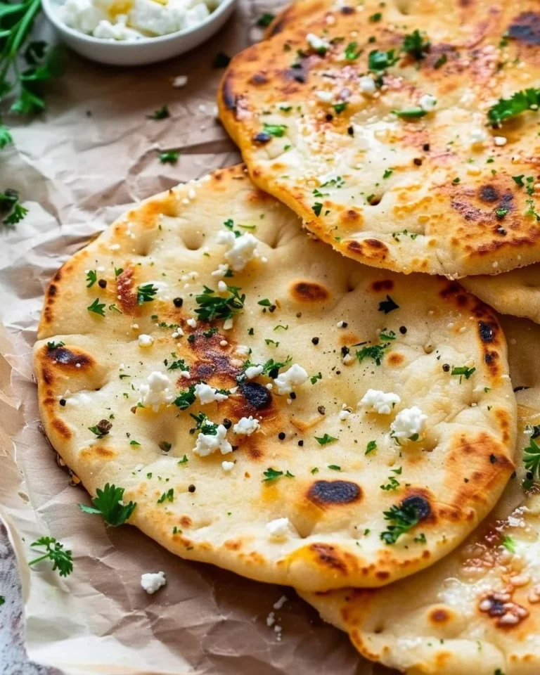 Cottage cheese flatbread topped with fresh herbs and vegetables